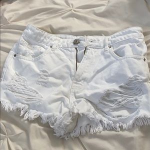 forever 21 white jean shorts